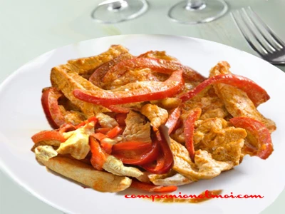 Sauté de dinde au paprika et aux poivrons rouges