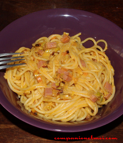 Spaghetti aux dés de dinde