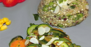 Graines de lin sarrasin et quinoa aux légumes
