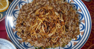 Mujaddara libanais ou riz aux lentilles